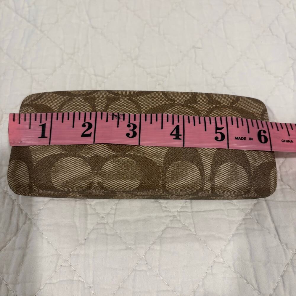 COACH Signature Monogram Eyeglass Case Brown/Tan Sz OS Clamshell Sophisticated - Picture 4 of 6